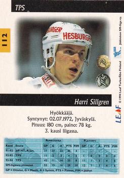 1994-95 Leaf Sisu SM-Liiga (Finnish) #112 Harri Sillgren Back