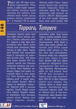 1994-95 Leaf Sisu SM-Liiga (Finnish) #146 Tappara, Tampere Back