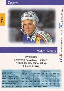 1994-95 Leaf Sisu SM-Liiga (Finnish) #271 Mikka Kemppi Back