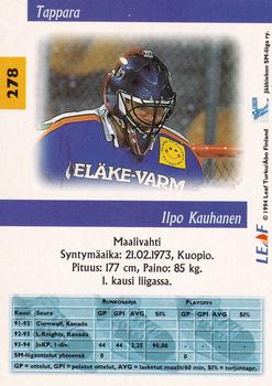 1994-95 Leaf Sisu SM-Liiga (Finnish) #278 Ilpo Kauhanen Back