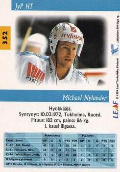 1994-95 Leaf Sisu SM-Liiga (Finnish) #352 Michael Nylander Back