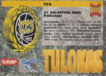 1993-94 Leaf Sisu SM-Liiga (Finnish) #38 Aki-Petteri Berg Back