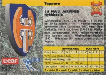 1993-94 Leaf Sisu SM-Liiga (Finnish) #73 Pauli Järvinen Back