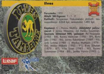 1993-94 Leaf Sisu SM-Liiga (Finnish) #107 Ilves Back