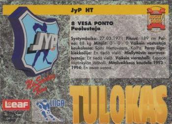 1993-94 Leaf Sisu SM-Liiga (Finnish) #143 Vesa Ponto Back
