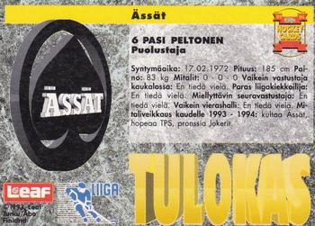 1993-94 Leaf Sisu SM-Liiga (Finnish) #211 Pasi Peltonen Back