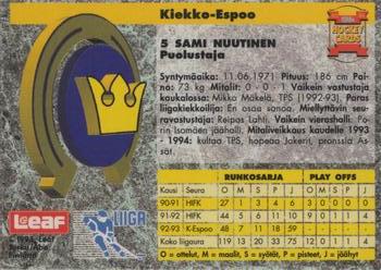1993-94 Leaf Sisu SM-Liiga (Finnish) #260 Sami Nuutinen Back
