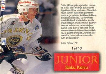 1994-95 Leaf Sisu SM-Liiga (Finnish) - Junior #1 Saku Koivu Back