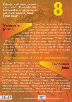 1994-95 Leaf Sisu SM-Liiga (Finnish) - Magic Numbers #4 Janne Ojanen Back