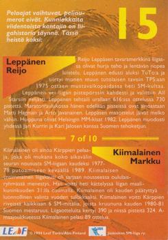 1994-95 Leaf Sisu SM-Liiga (Finnish) - Magic Numbers #7 Antti Törmänen Back