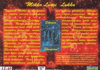 1994-95 Leaf Sisu SM-Liiga (Finnish) - Horoscopes #14 Mikko Luovi Back