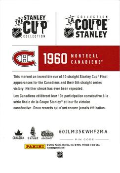 2012 Panini Molson Stanley Cup Collection #NNO 1960 Back