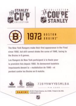 2012 Panini Molson Stanley Cup Collection #NNO 1972 Back