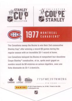 2012 Panini Molson Stanley Cup Collection #NNO 1977 Back