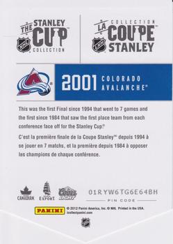 2012 Panini Molson Stanley Cup Collection #NNO 2001 Back