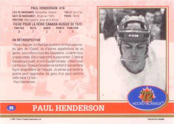 1991-92 Future Trends Canada ’72 French #98 Paul Henderson Back