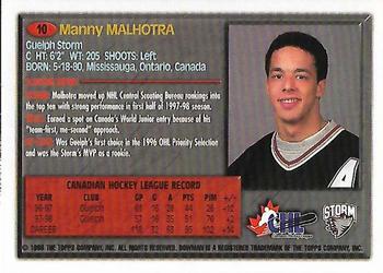 1998 Bowman CHL #10 Manny Malhotra Back
