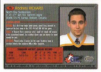 1998 Bowman CHL #13 Rodney Richard Back