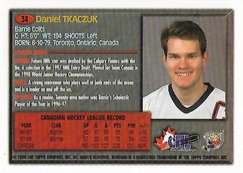 1998 Bowman CHL #34 Daniel Tkaczuk Back