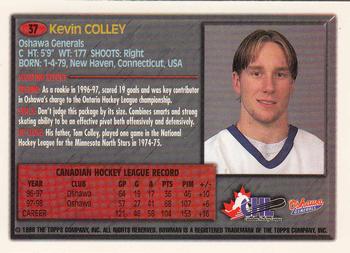 1998 Bowman CHL #37 Kevin Colley Back