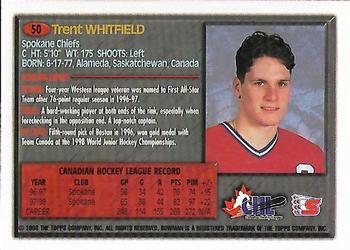 1998 Bowman CHL #50 Trent Whitfield Back