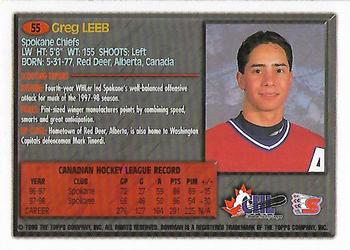1998 Bowman CHL #55 Greg Leeb Back