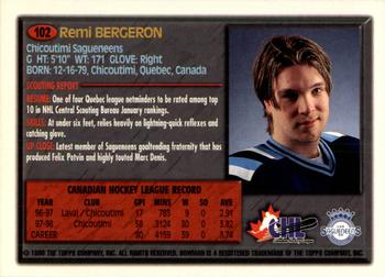 1998 Bowman CHL #102 Remi Bergeron Back