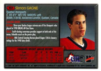 1998 Bowman CHL #107 Simon Gagne Back