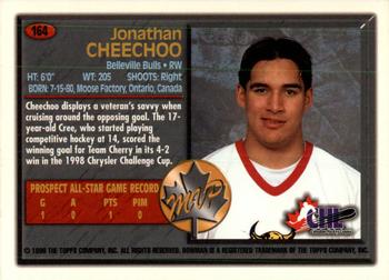 1998 Bowman CHL #164 Jonathan Cheechoo Back