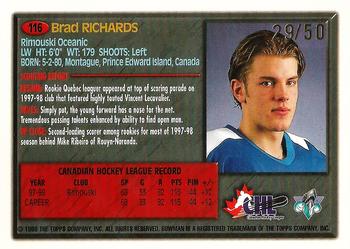 1998 Bowman CHL - Golden Anniversary #116 Brad Richards Back