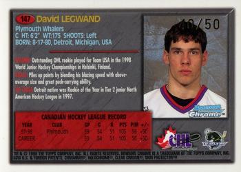 1998 Bowman CHL - Golden Anniversary #147 David Legwand Back