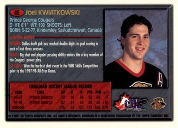 1998 Bowman CHL - OPC International #45 Joel Kwiatkowski Back