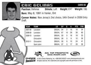 2011-12 Choice AHL Top Prospects #3 Éric Gélinas Back