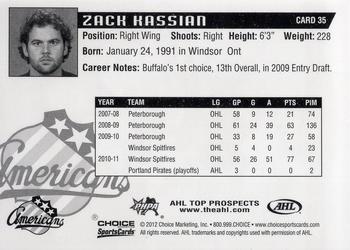 2011-12 Choice AHL Top Prospects #35 Zack Kassian Back