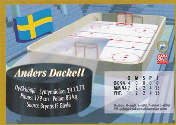 1995 Semic Ice Hockey (Finnish) #70 Andreas Dackell Back