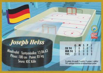 1995 Semic Ice Hockey (Finnish) #165 Joseph Heiss Back