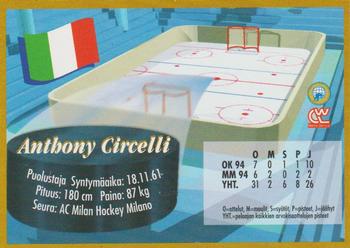 1995 Semic Ice Hockey (Finnish) #173 Anthony Circelli Back