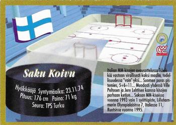 1995 Semic Ice Hockey (Finnish) #205 Saku Koivu Back