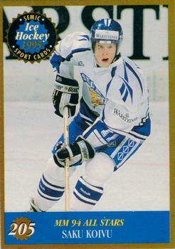 1995 Semic Ice Hockey (Finnish) #205 Saku Koivu Front