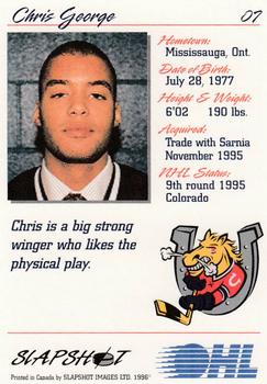 1995-96 Slapshot OHL #7 Chris George Back