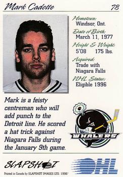 1995-96 Slapshot OHL #78 Mark Cadotte Back