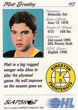 1995-96 Slapshot OHL #113 Matt Bradley Back