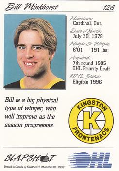 1995-96 Slapshot OHL #126 Bill Minkhorst Back
