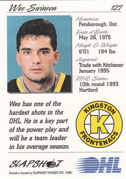 1995-96 Slapshot OHL #127 Wes Swinson Back