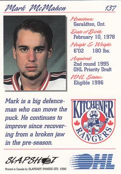 1995-96 Slapshot OHL #137 Mark McMahon Back