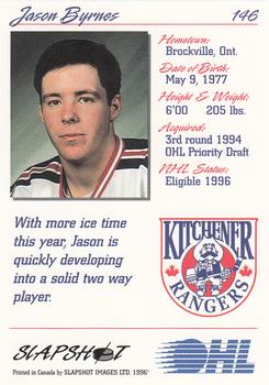 1995-96 Slapshot OHL #146 Jason Byrnes Back