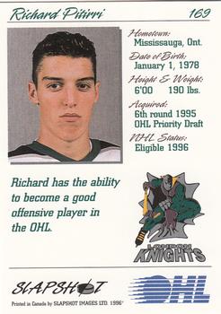 1995-96 Slapshot OHL #169 Richard Pitirri Back