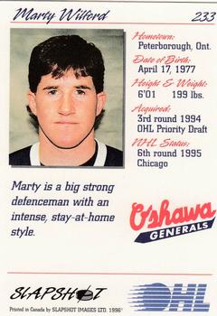 1995-96 Slapshot OHL #233 Marty Wilford Back