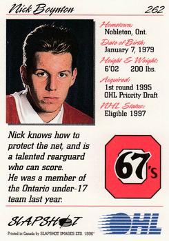1995-96 Slapshot OHL #262 Nick Boynton Back