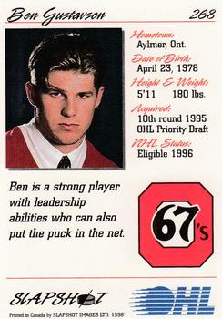 1995-96 Slapshot OHL #268 Ben Gustavson Back